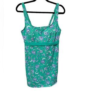 NWT Green Blue Floral Swim Top Dress Teal Tankini Top Bathing Suit Swim Shirt